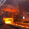 Blast furnace in workshop of metallurgical plant