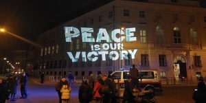 Vienna flash mob with light projection
